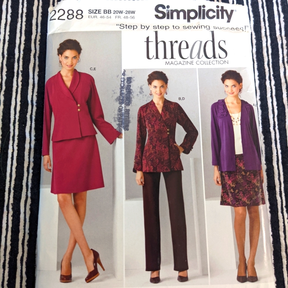 Simplicity 2288 size BB 20W-28W pattern set ONLY